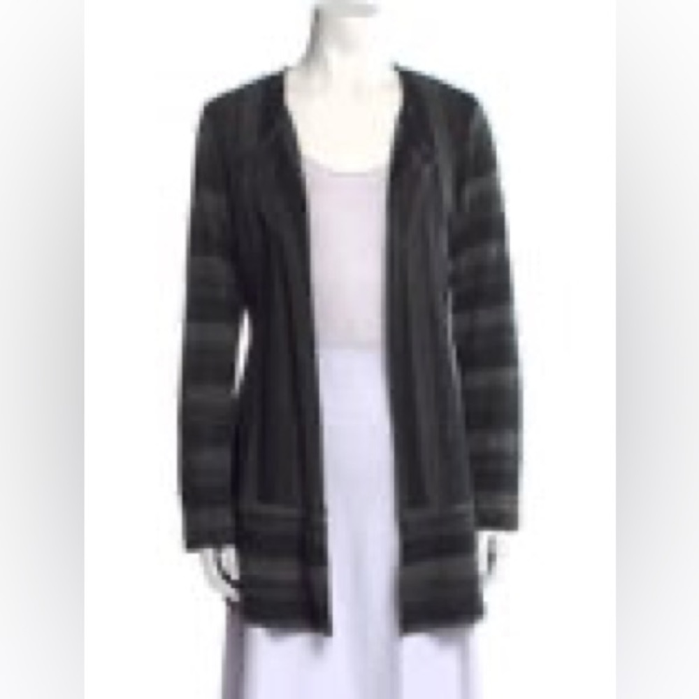 Area Stripe Open Front Cardigan